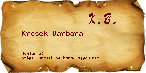 Krcsek Barbara névjegykártya